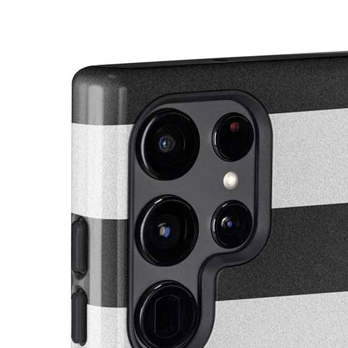 Black And White Striped Heart Galaxy S25 Ultra Impact Case